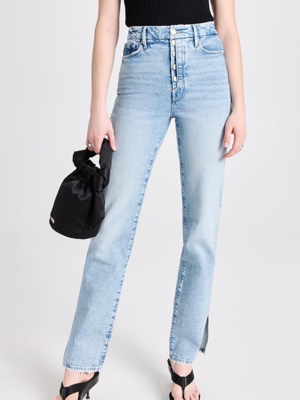 NWT Good American Good Boy Flare Button Fly Jeans 00 / 24